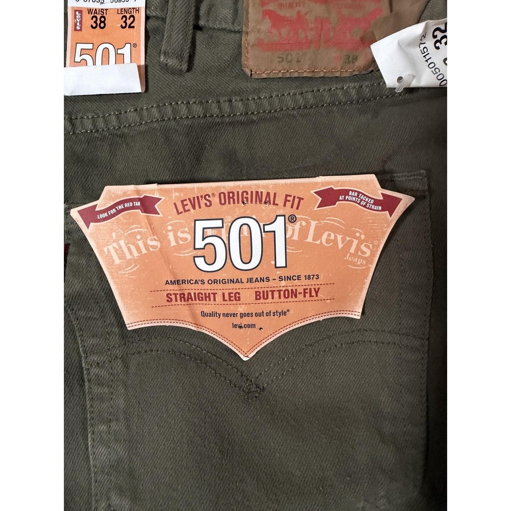 Levis 501 Jeans Mens 38x32 Green Classic Fit Straight Leg Button Fly Y2K - Picture 4 of 8
